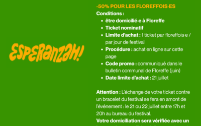 Places pour les Floreffois(e)s Esperanzah : changement de système