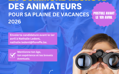 Appel à candidatures job étudiant : moniteurs pour plaine de vacances communale de Floreffe 2026